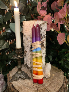 3 pack Rainbow candles - 25cm