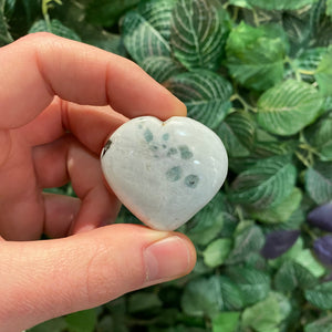 Rainbow Moonstone with Aquamarine inclusions Heart