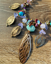 Load image into Gallery viewer, Dragonfly wing multi stone crystal necklace