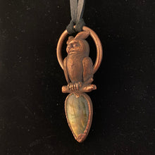 Load image into Gallery viewer, Horned Owl Totem and Labradorite necklace