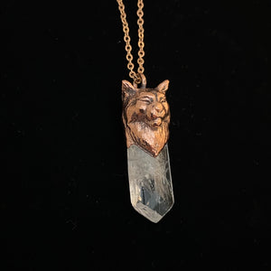 Maine Coon Cat Totem pendant with Danburite