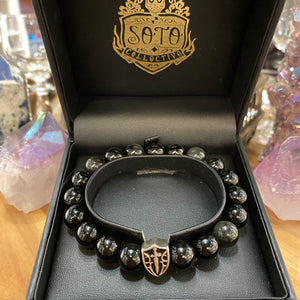 Rainbow Obsidian unisex bead bracelet