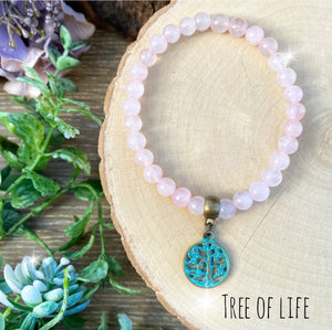 Rose Quartz - Tree of Life Crystal bracelet