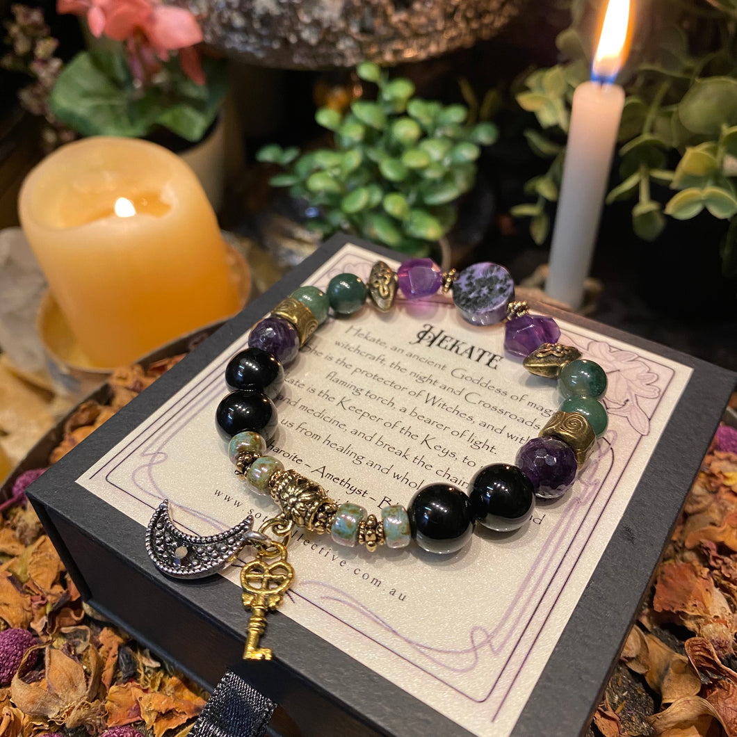 Goddess Hekate crystal bead bracelet