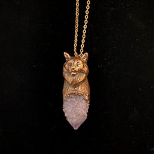 Load image into Gallery viewer, Maine Coon Cat Totem pendant with Spirit Quartz crystal