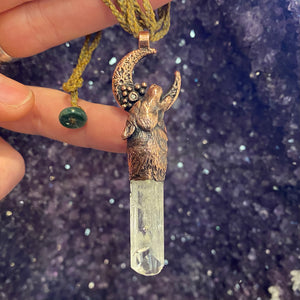 Howling Wolf Totem pendant with Danburite crystal