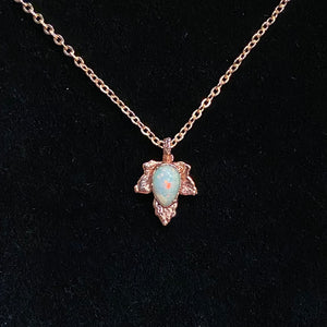 White Opal Leaf Relic Pendant  Necklace