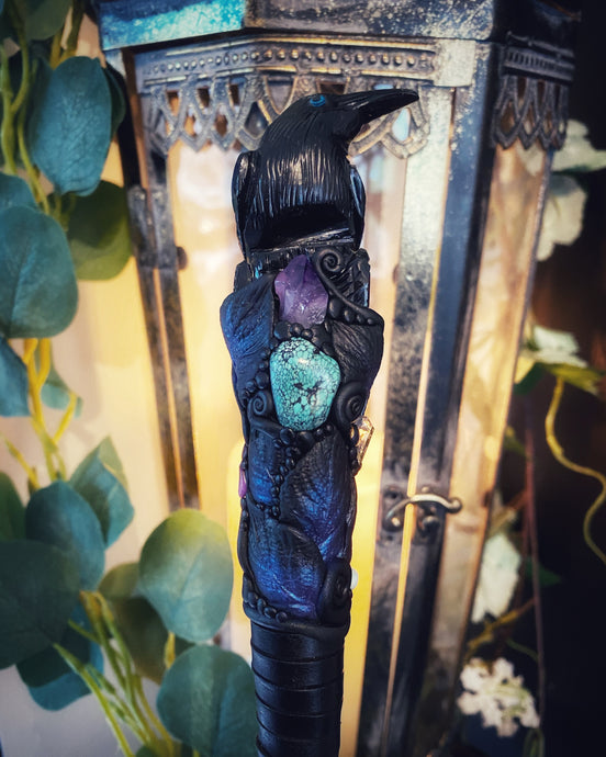 Black Onyx Raven Wand