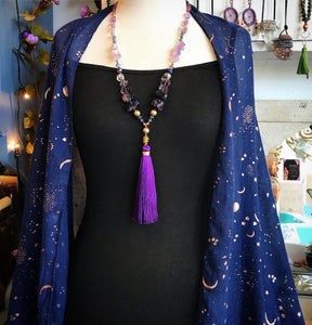 Charoite and Amethyst Mala necklace