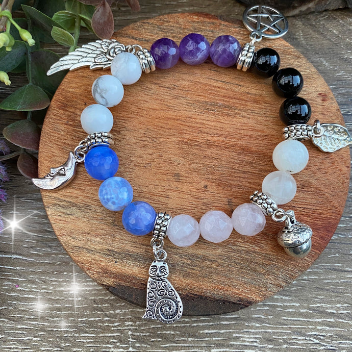 A Witches charm - crystal bead bracelet