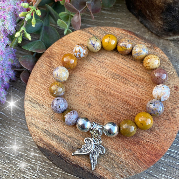 Ocean Jasper crystal bracelet with charm