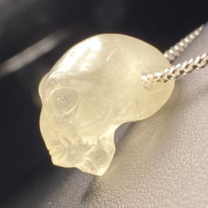 Alien Head Carved gem pendant on Sterling silver chain