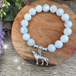 Matte White Howlite crystal bead bracelet