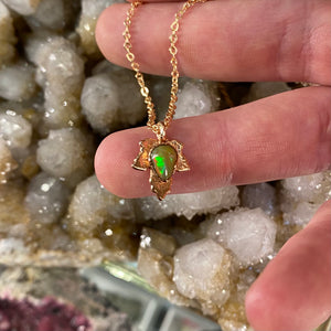 Opal Leaf Relic Pendant  Necklace