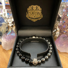 Load image into Gallery viewer, Black Onyx &amp; Hematite crystal bead bracelet