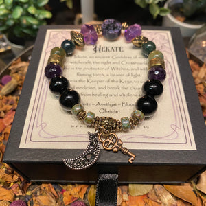 Goddess Hekate crystal bead bracelet