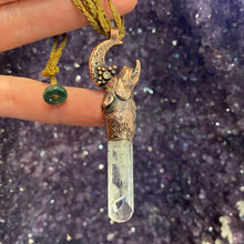 Load image into Gallery viewer, Howling Wolf Totem pendant with Danburite crystal