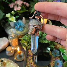 Load image into Gallery viewer, Wolf Totem Relic pendant with Clear Quartz crystal