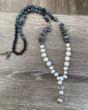 Load image into Gallery viewer, Freshwater Pearl and Labradorite Mala necklace