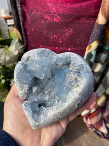 Celestite carved crystal heart
