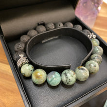 Load image into Gallery viewer, African Turquoise &amp; Lava bead bracelet