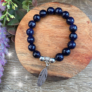 Blue Goldstone crystal bead bracelet