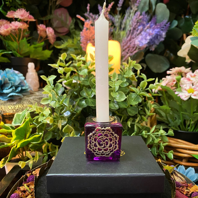 Purple Chakra wish candle holder