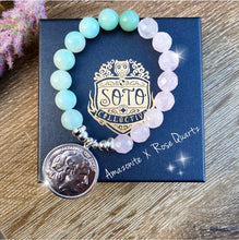 Load image into Gallery viewer, Amazonite X Rose Quartz | Two tone crystal bracelet